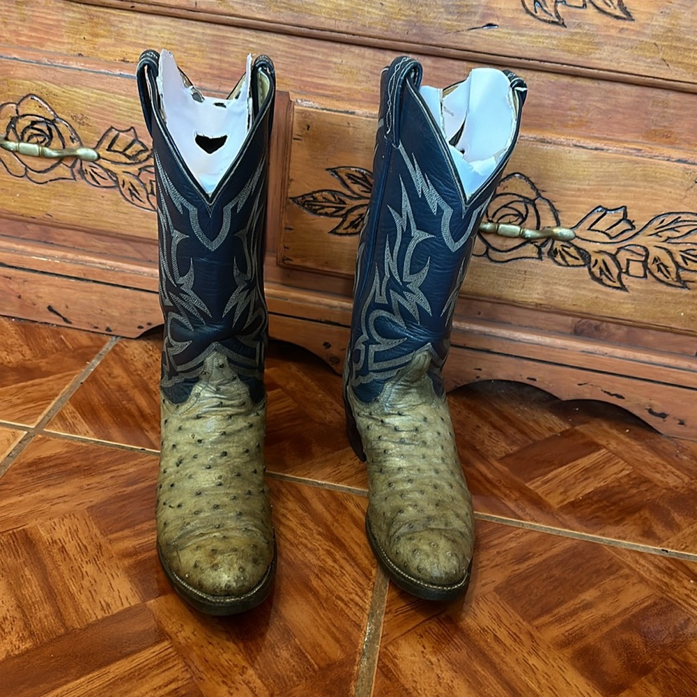 Tony Lama blue ostrich boots 9D